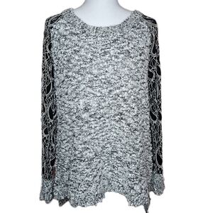 Escio Anthropologie Sheer Lace Ribbon Knit Top Womens Medium Slouchy Boho Grunge